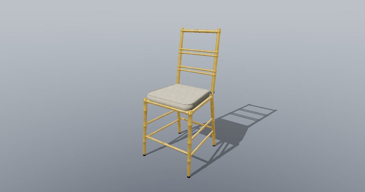 Chiavari-style banquet chair, gold, with seat cushion