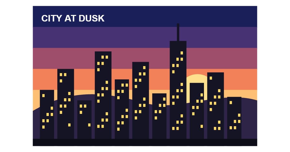 City at dusk