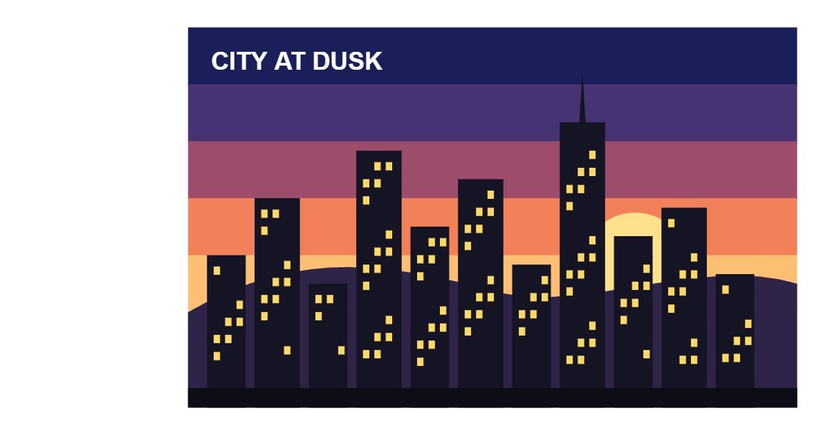 City at dusk