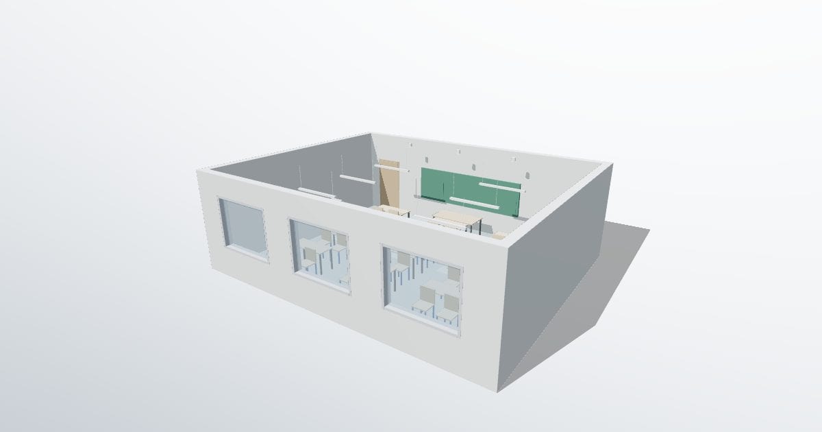 Classroom for 24 pupils (DIALux evo)