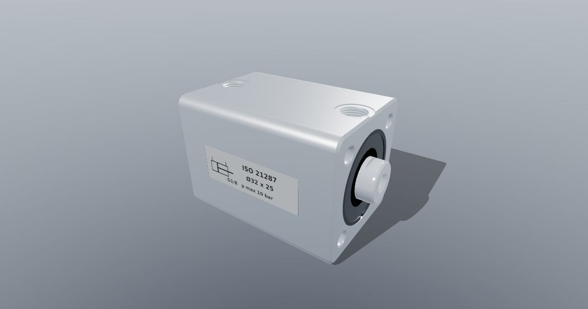 Compact pneumatic cylinder 32 mm bore x 25 mm stroke (ISO 21287)