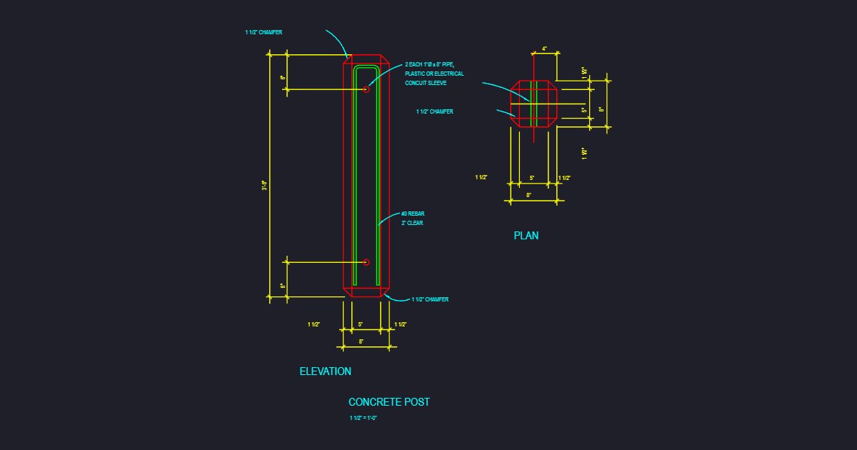 Concrete Bollard/Barrier Bollard (USFS FAC3)