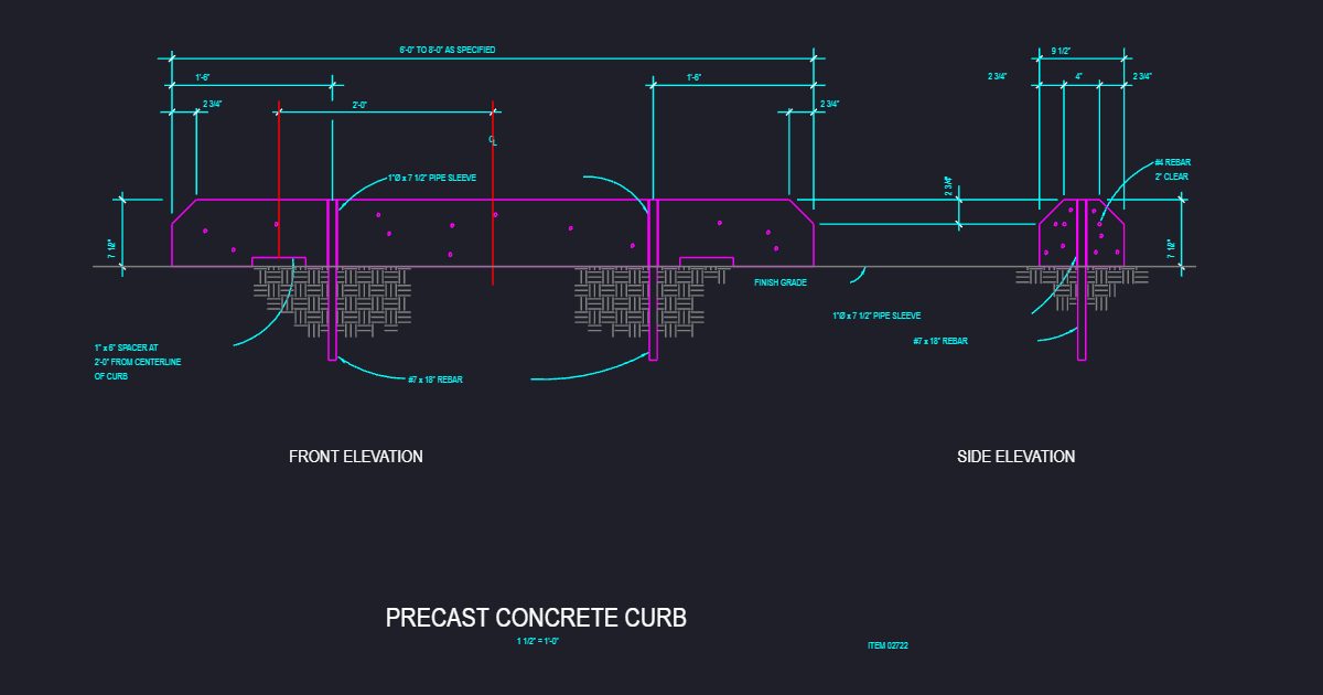 Concrete Curb Stop, Barrier, Wheel Stop (USFS VBC3)
