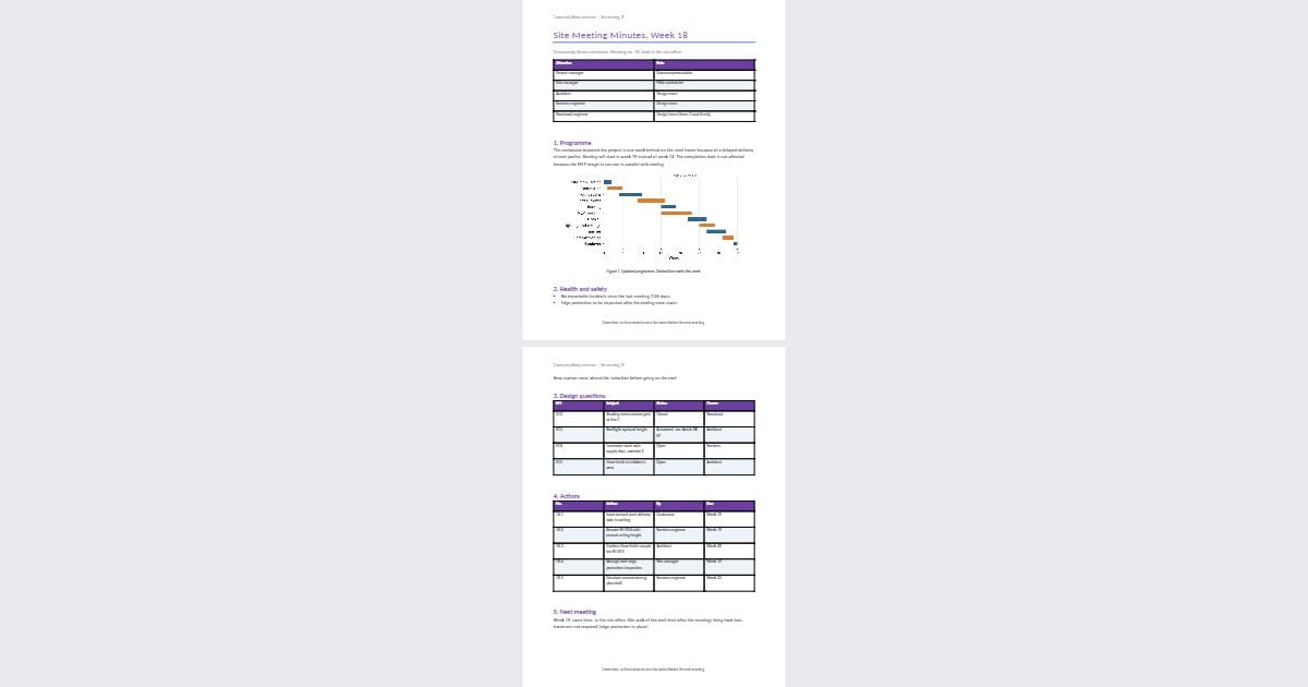 Construction site meeting minutes (Word)