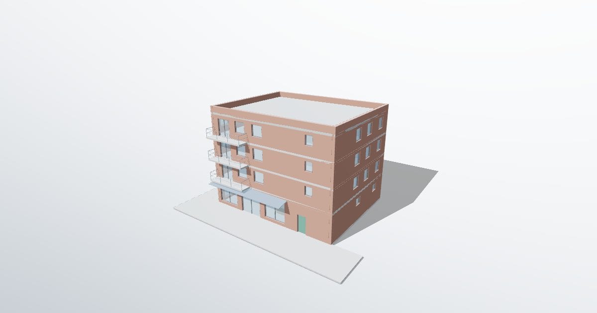 Corner shop with flats above (ifcXML)