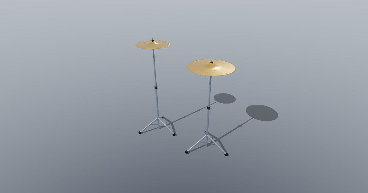 Crash and ride cymbals with stands