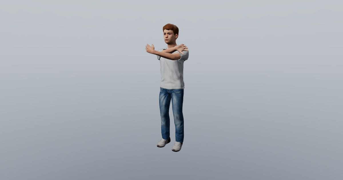 Cross-body shoulder stretch - 3D Person, Stretching