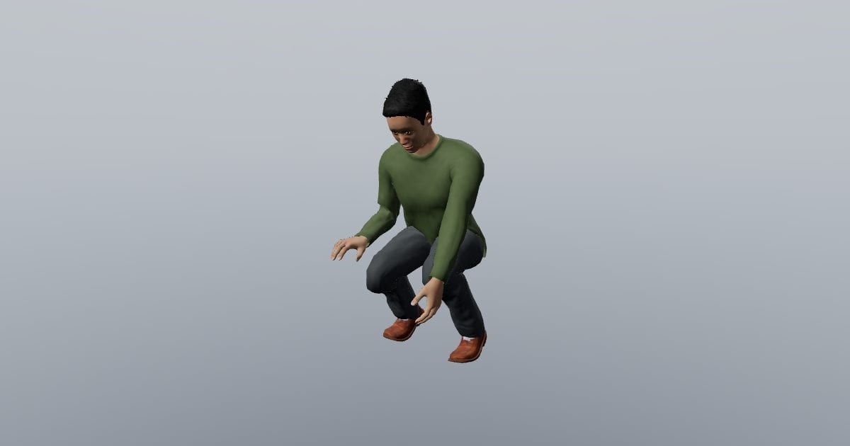 Crouching to pick up - 3D Person, Kneeling & reaching