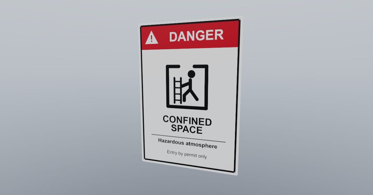 Danger: confined space sign, 356 x 508 mm