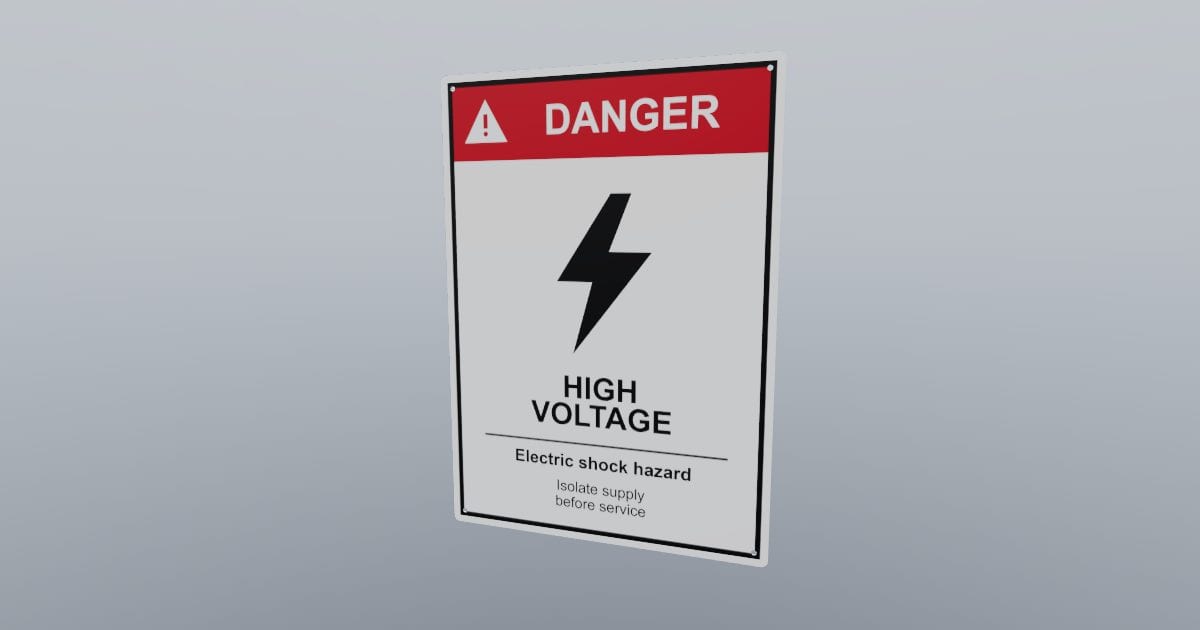 Danger: high voltage sign, 254 x 356 mm