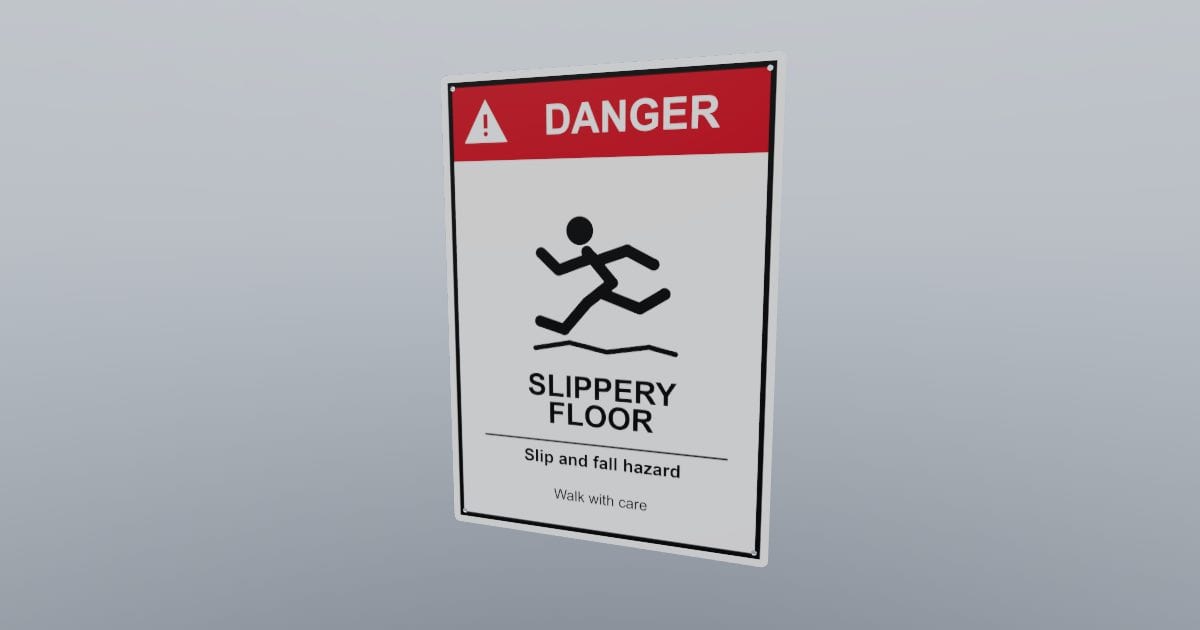 Danger: slippery floor sign, 254 x 356 mm