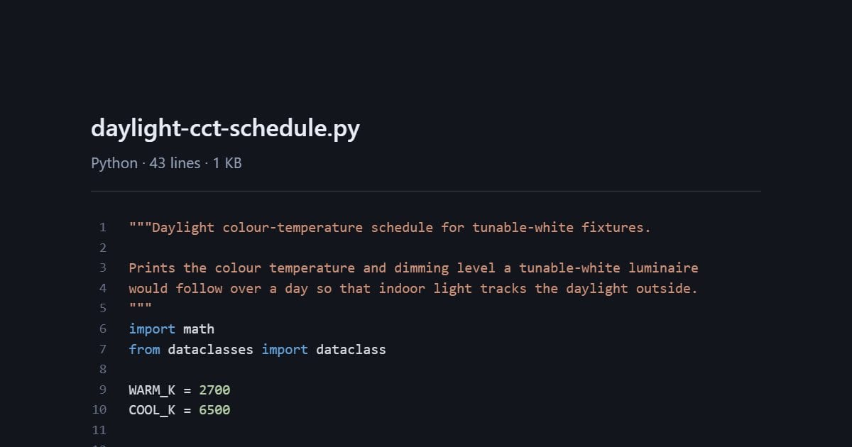 Daylight CCT schedule (Python)