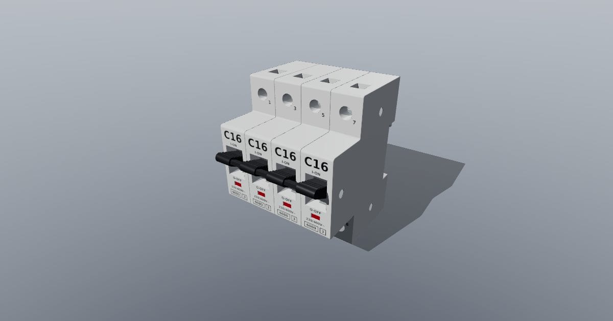 DIN-rail miniature circuit breaker MCB 4P C16