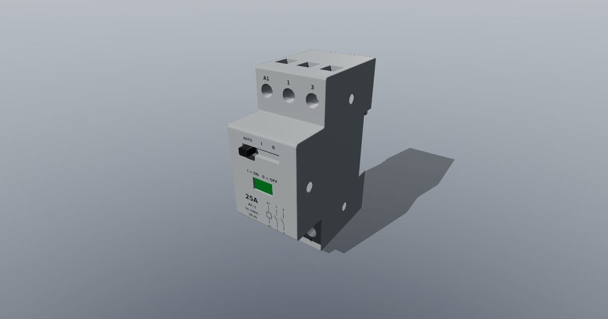 DIN-rail modular contactor 25 A 2NO