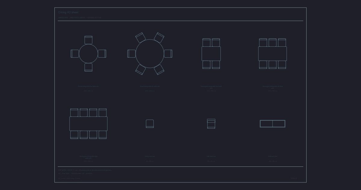 Dining A3 sheet - CAD Collection