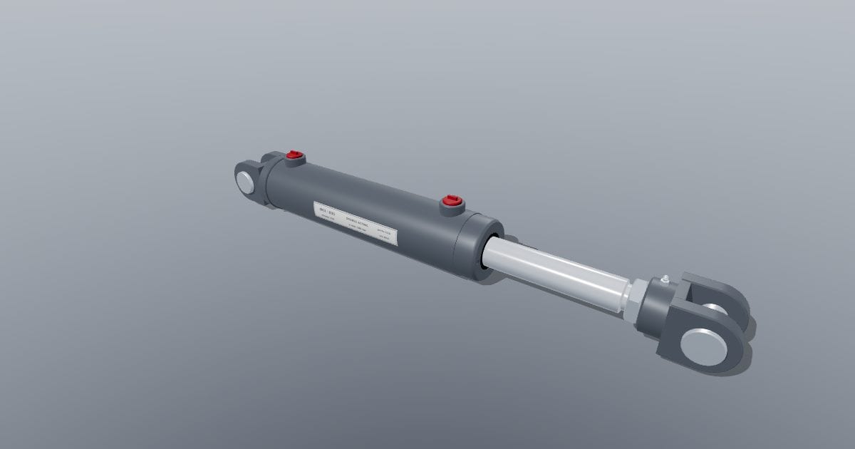 Double-acting welded hydraulic cylinder with clevis ends, 63 mm bore