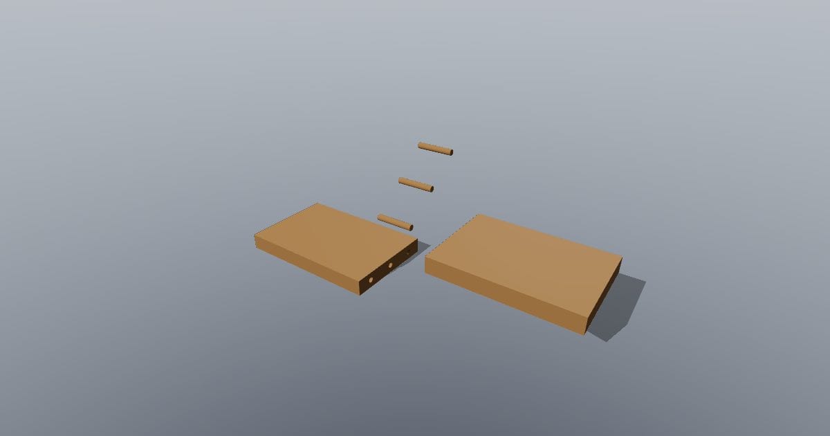Dowel joint timber joint, exploded