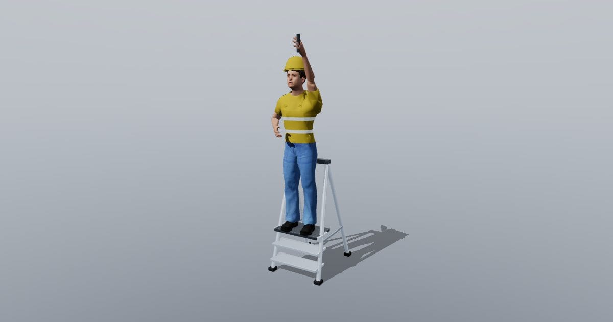 Drew - 3D Person, Electrician on a step ladder