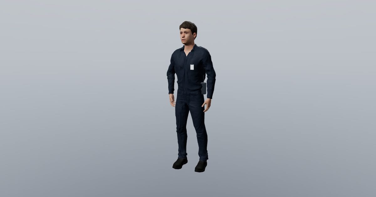 Drew - 3D Person, Security guard in unmarked uniform