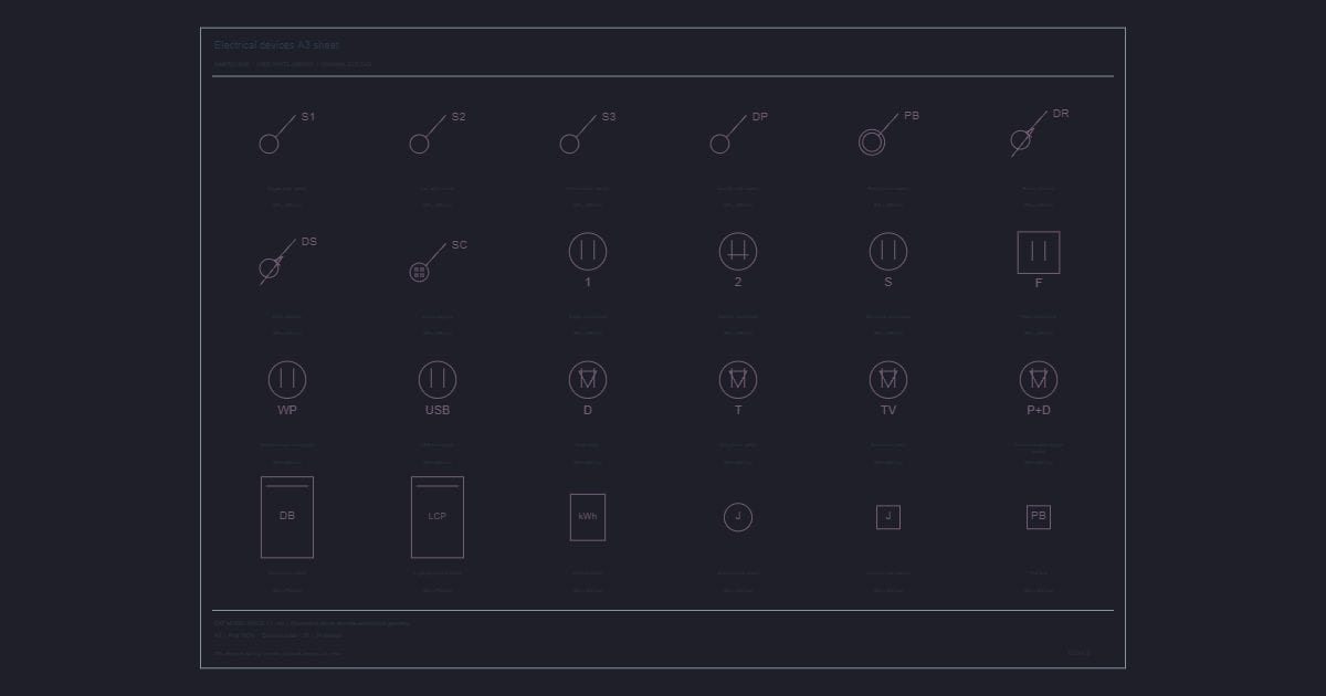 Electrical devices A3 sheet - CAD Collection