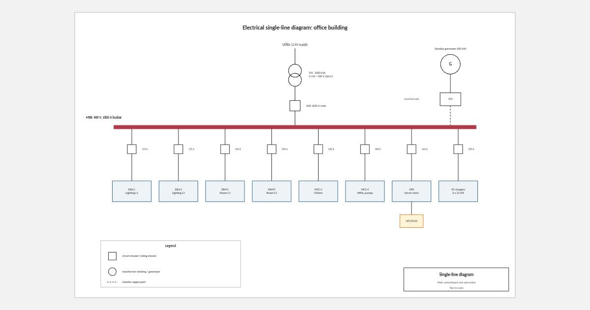 Electrical single-line diagram (Visio): Free VSDX 2D drawing (CC0 ...