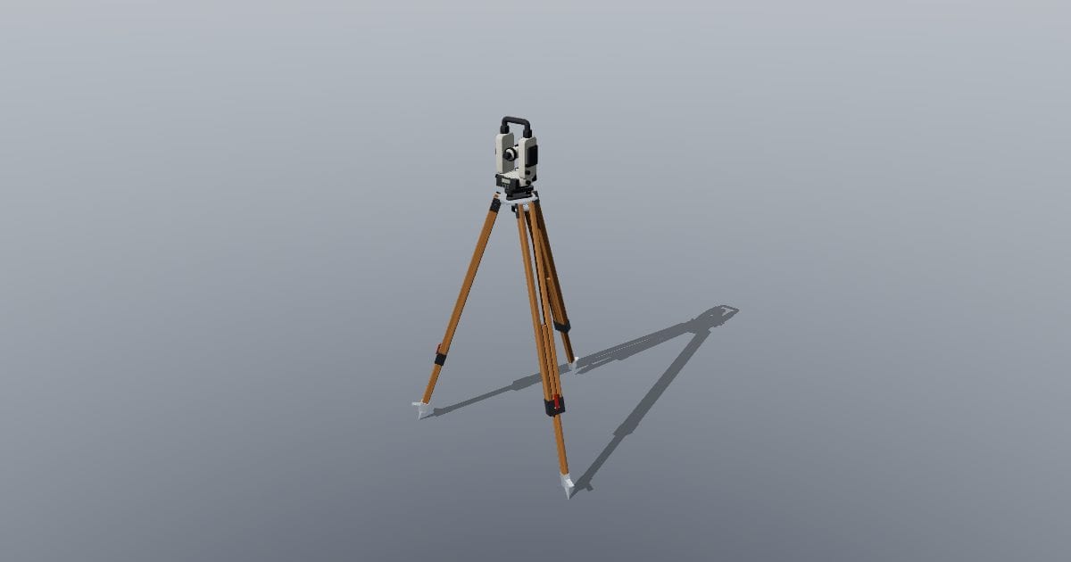 Electronic theodolite on wooden surveyor tripod