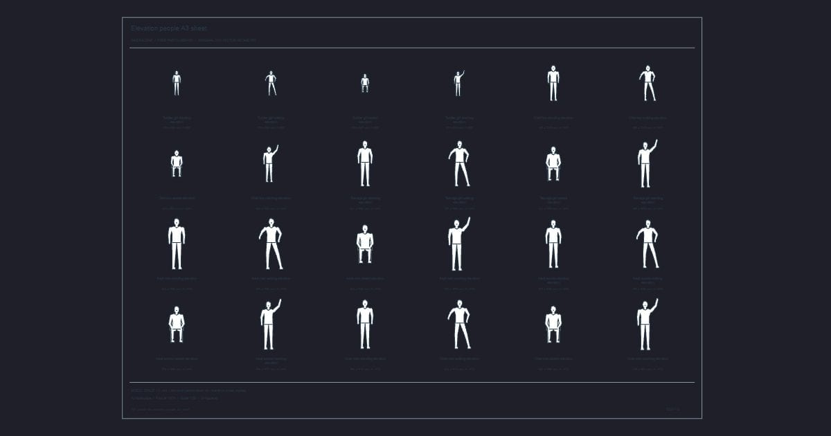 Elevation people A3 sheet - People CAD Drawing