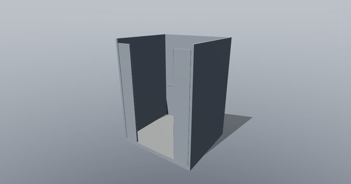 Elevator cabin, open doors