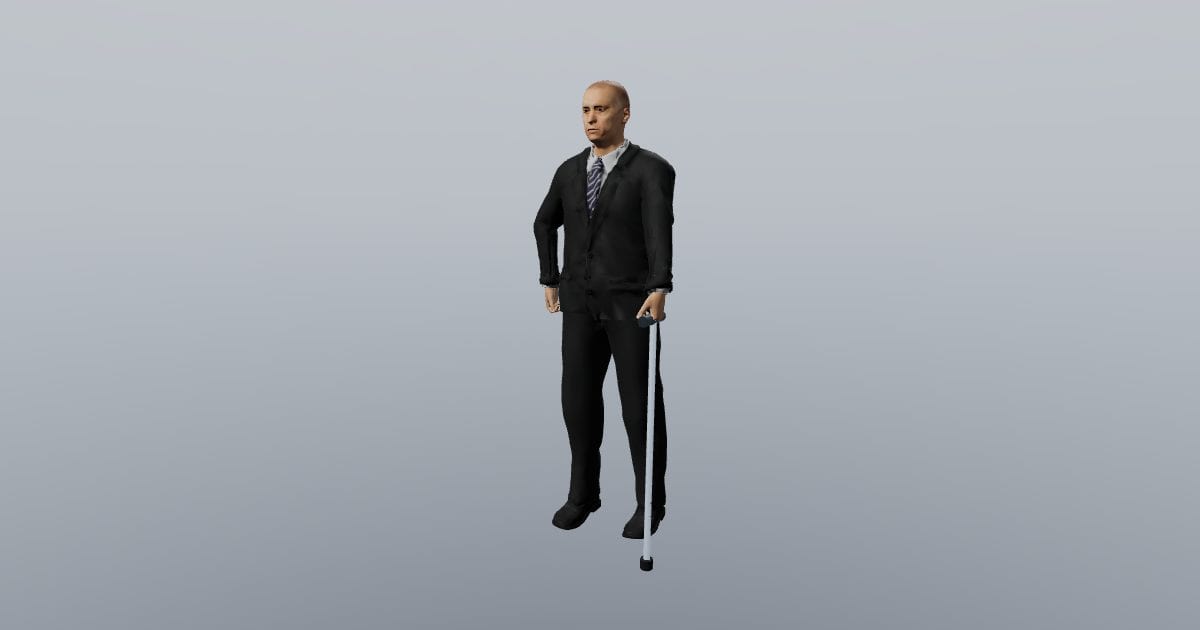 Ellis - 3D Person, Older man with cane