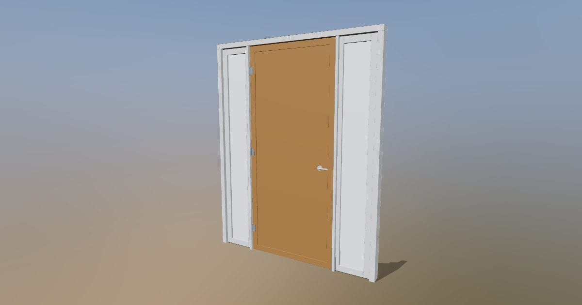 Entrance door with sidelights - Original exterior CAD