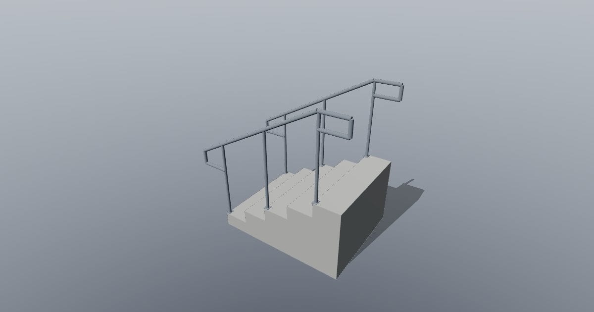 Exterior concrete steps with handrails