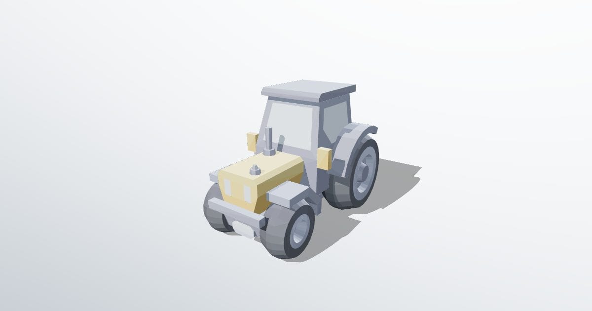 Farm tractor, low poly