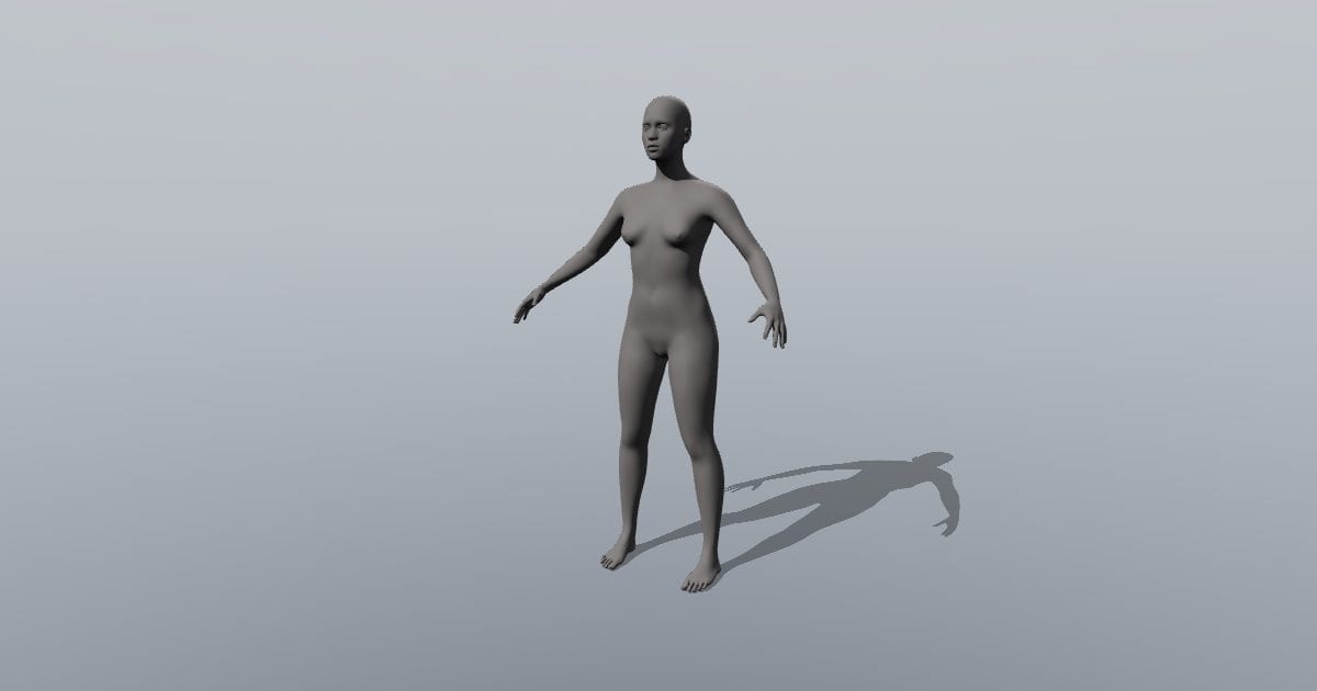Female base mesh - 3D Person, Rigged A-pose