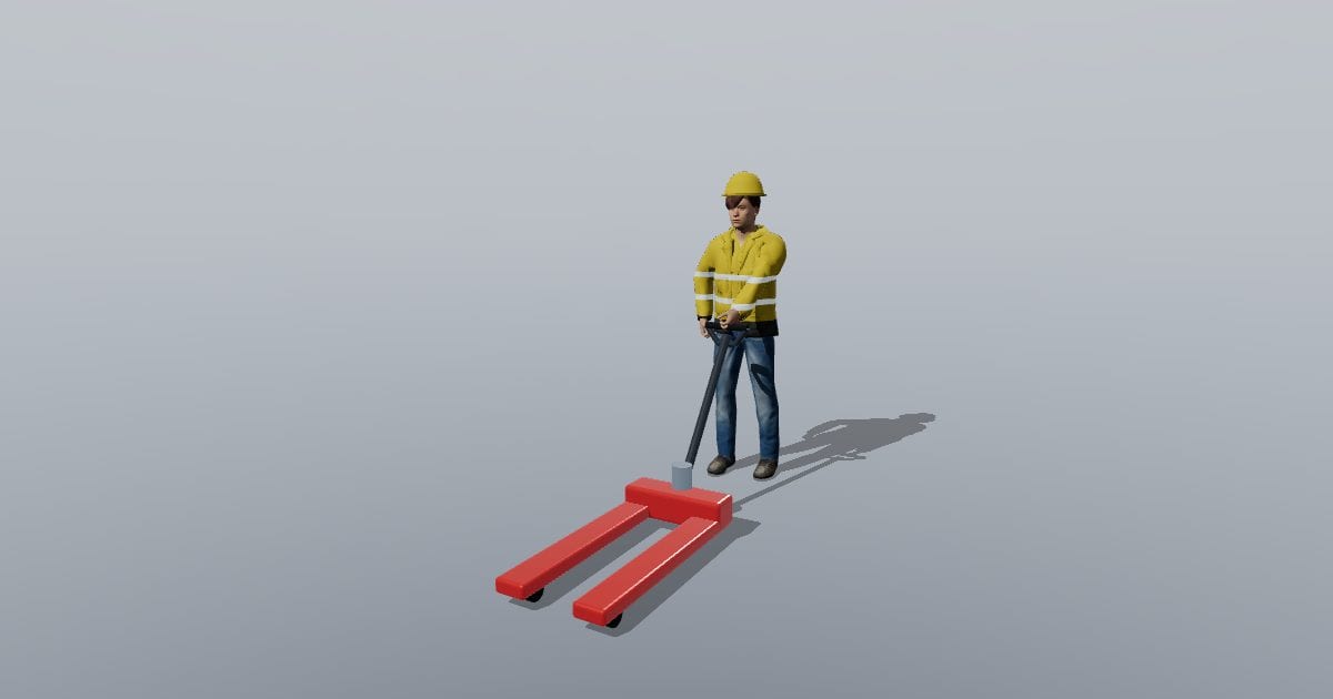 Finley - 3D Person, Warehouse worker with pallet jack