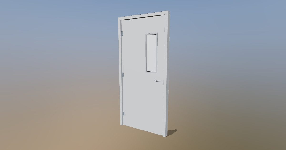 Fire door with vision panel - Original exterior CAD
