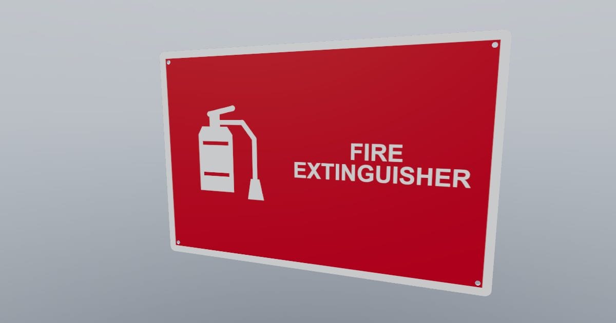 Fire extinguisher location wayfinding sign