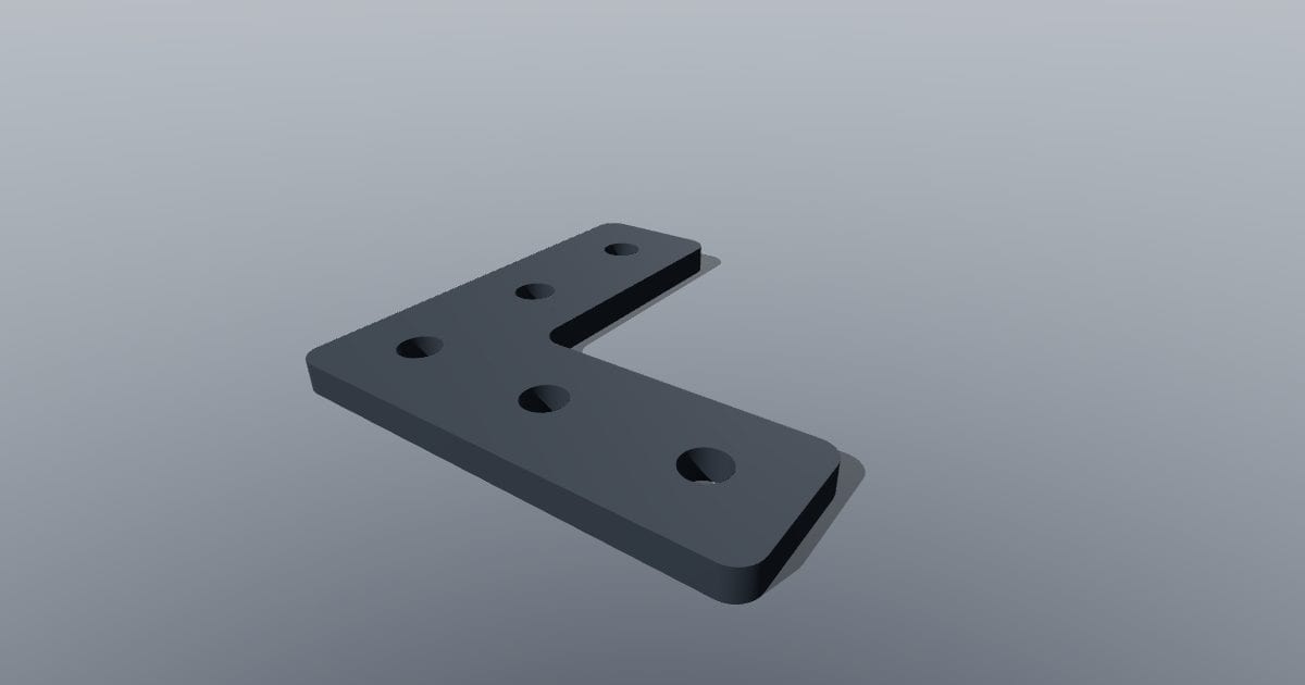 Five-hole L gusset plate, 20 mm pitch