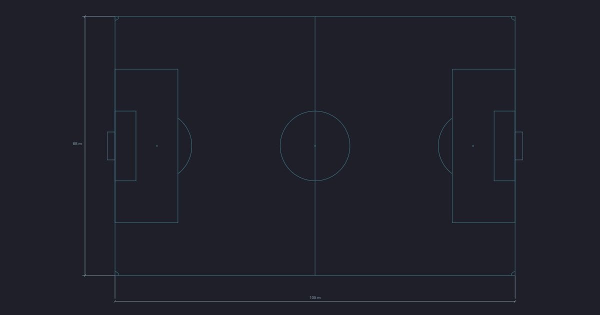 Football pitch - Dimensioned CAD Layout
