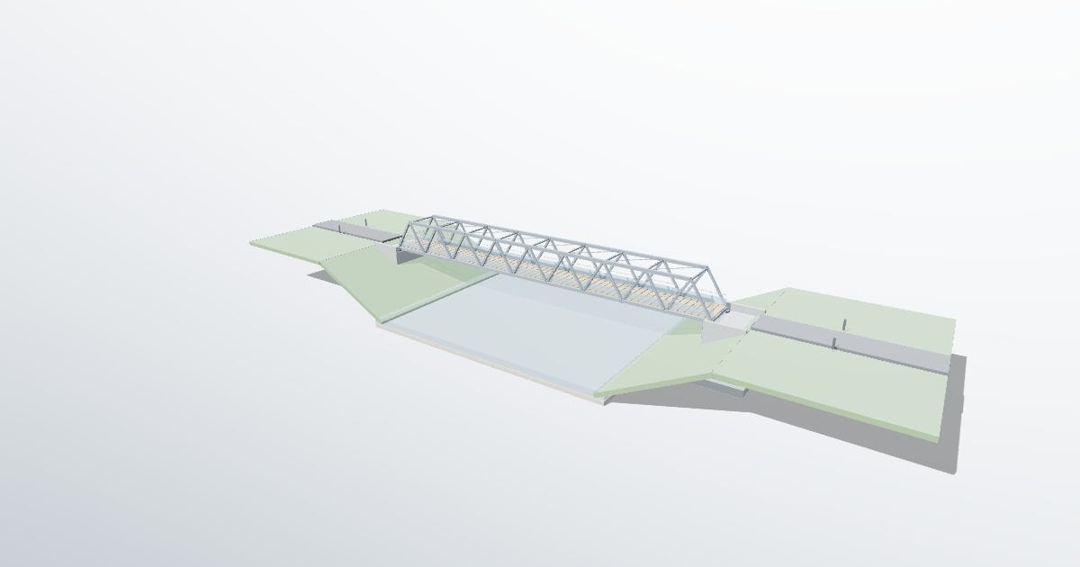 Footbridge, steel Warren truss (ifcXML)