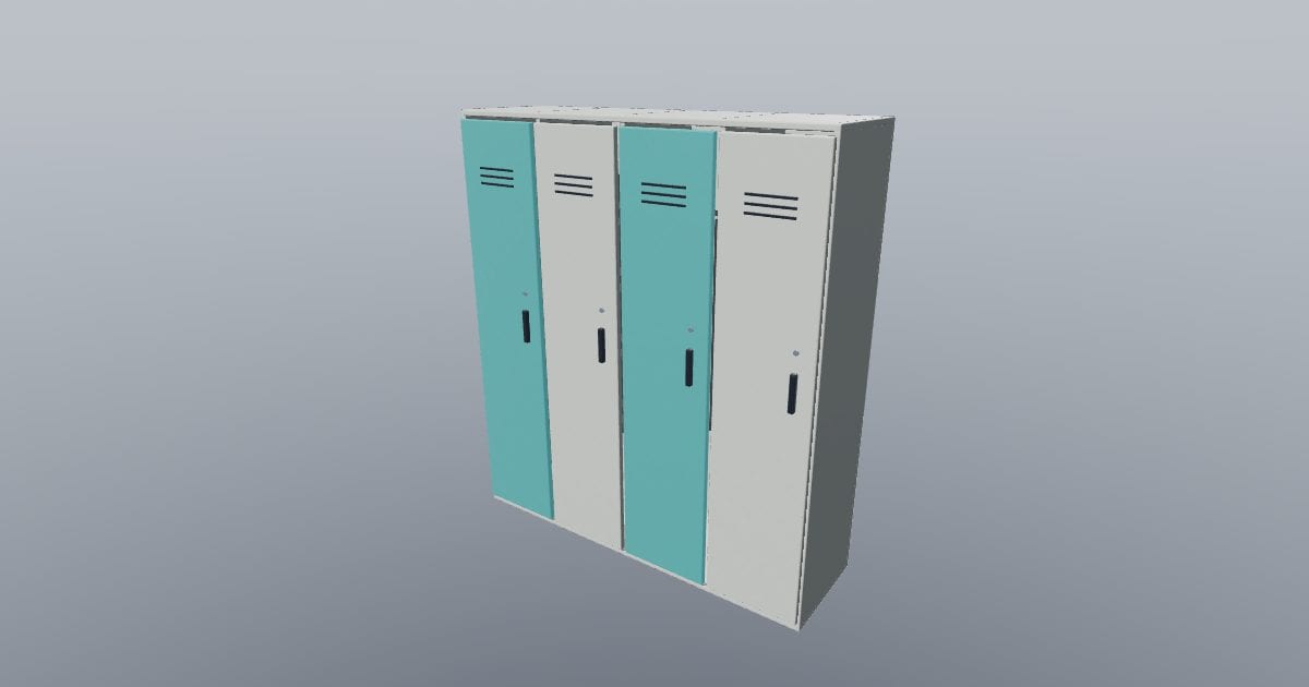 Four compartment office locker bank