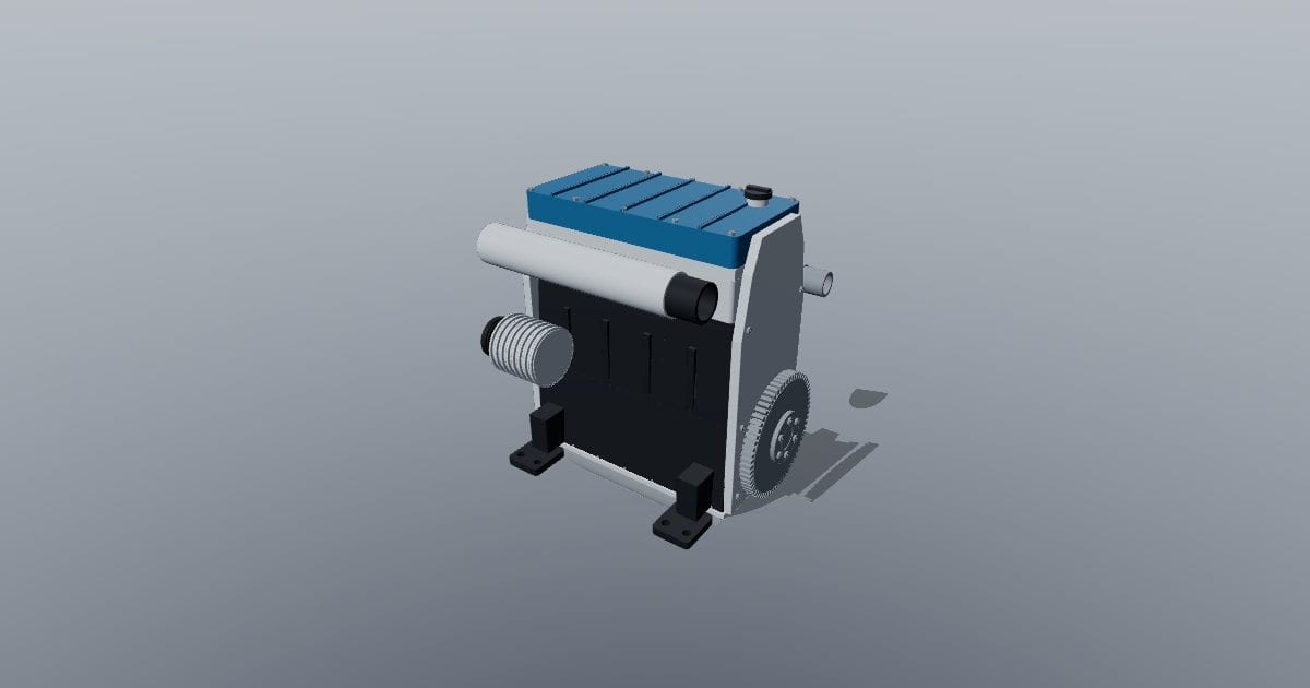 Four-cylinder inline piston engine, assembled