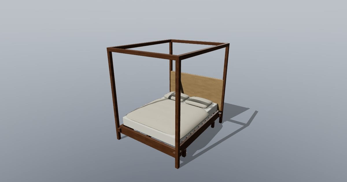 Four poster bed with bedding - Original Interior Furnishing