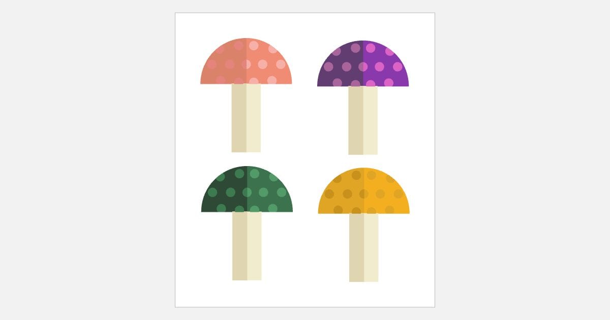 Four spotted mushrooms