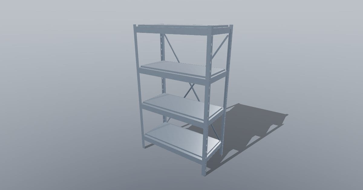 Four-tier boltless steel shelving