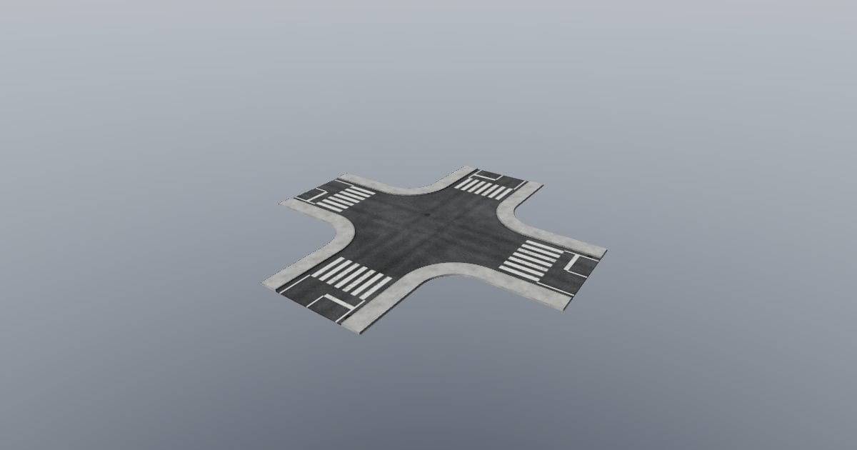 Four-way road intersection