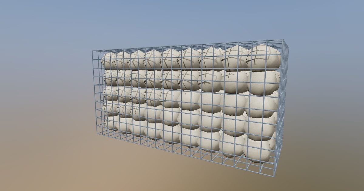 Gabion basket wall section