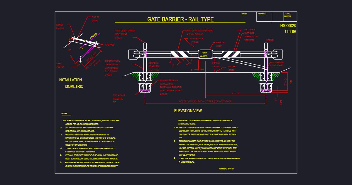 Gate Barrier/Rail Type (USFS H0000028)