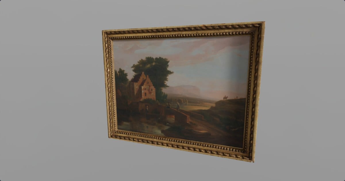 Gilt picture frame with landscape painting