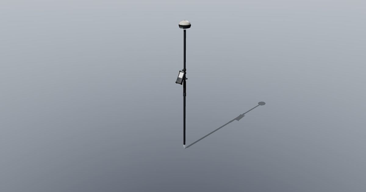 GNSS rover receiver on survey pole with field controller