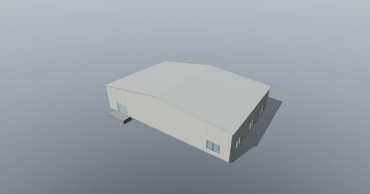 Godown warehouse 30 x 20 m with loading dock 3D model